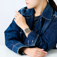 CASIO A158WEA-9EF Vintage Digital Watch – Unisex Silver Stainless Steel, Gold Dial, LED Light, Alarm, Stopwatch, Water Resistant, Quartz Retro Classic