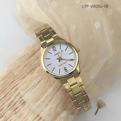 CASIO LTP-V005G-7BUDF Women’s Analog Watch – Gold Stainless Steel, White Dial, Quartz Movement, Water Resistant, Elegant Classic Ladies Watch