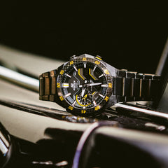 Casio Edifice ECB‑2200RC‑1A9 “Windflow” Men’s Solar Bluetooth Chronograph — Carbon Bezel, 100 m Water Resistant, Motorsports Design