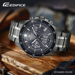 Casio Edifice EFV-540DC-1CVUDF Men’s Chronograph Watch – Black Ion-Plated Stainless Steel Bracelet, Black Dial, Quartz Analog with Date – Premium Sport & Business Style