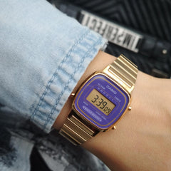 CASIO LA670WGA-6DF Vintage Digital Women’s Watch, Gold Tone Stainless Steel Band, Daily Alarm, Stopwatch