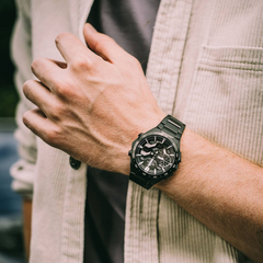 CASIO EDIFICE ECB-2200DC-1ADF Men's Bluetooth Solar Chronograph Watch – Black IP Stainless Steel, Carbon Dial, 100M Water Resistant