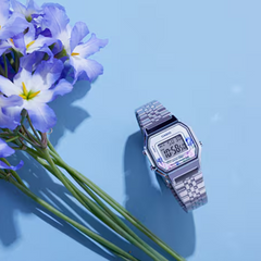 CASIO LA680WA-4CDF Vintage Digital Women’s Watch – Pink Dial, Stainless Steel Bracelet, LED Light, Alarm, Stopwatch, Water Resistant