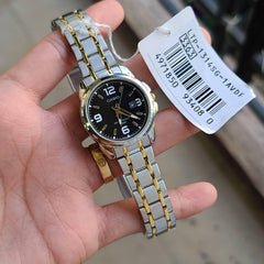 CASIO LTP-1314SG-1AVDF Women's Watch – Stylish Stainless Steel Enticer with Gold Accents, Water-Resistant, Quartz Movement