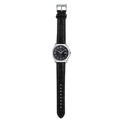 CASIO MTS-100L-1AVDF Standard Analog Men’s Watch – Black Dial, Stainless Steel Case, Genuine Leather Band, Date Display, Quartz Movement, Sapphire Crystal, 50M Water Resistance – Men’s Classic Business Watch