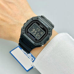 CASIO W-218H-1BVDF Men’s Digital Watch – Black Resin, LED Light, 1/100s Stopwatch, Daily Alarm, Auto Calendar, 12/24h, 50M Water Resistant, Quartz