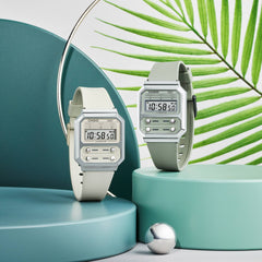 CASIO A100WEF-3A Vintage Digital Watch – Unisex Green Resin Retro LED Chronograph with Stainless Steel Band & Quartz Movement