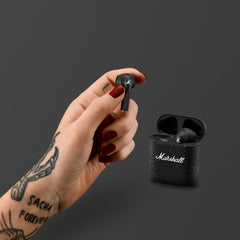 Marshall Minor III True Wireless Bluetooth Earbuds – 12mm Drivers, Open-Fit Comfort, 25-Hour Battery with Wireless Charging Case, Touch Controls, IPX4 Water-Resistant