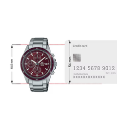CASIO EDIFICE EFR-526D-5CVUDF Chronograph Watch for Men with Stainless Steel Band and Red Brown Dial Silver