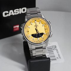 CASIO AMW-880D-9AVDF Analog-Digital Combination Watch – Stainless Steel, Dual Time Display, Water-Resistant