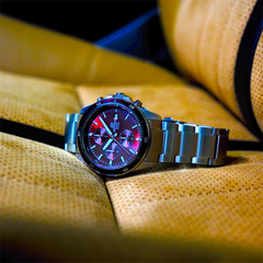 CASIO EDIFICE EFR-526D-5CVUDF Chronograph Watch for Men with Stainless Steel Band and Red Brown Dial Silver