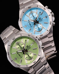 Casio EDIFICE EFV‑640D‑3AV Men’s Chronograph Watch | Green Dial Stainless Steel Bracelet | 100 M Water‑Resistant Sport‑Dress Timepiece