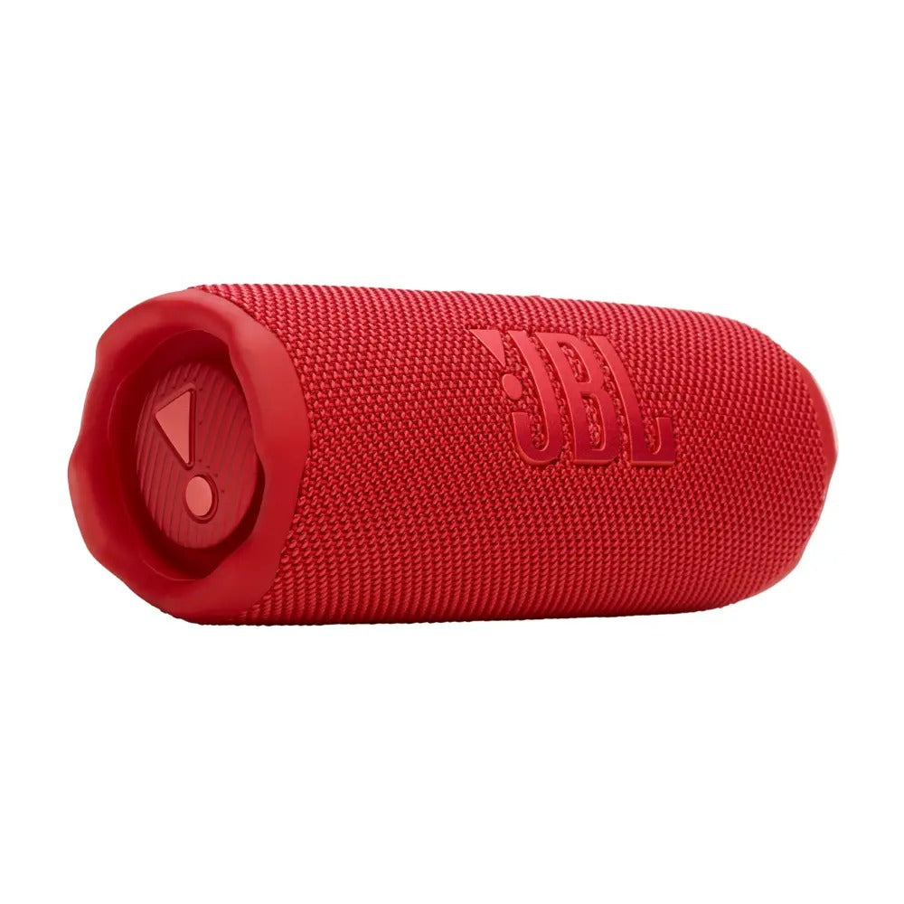 Red JBL speaker on a white background