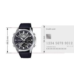 CASIO EDIFICE EFV-C120L-8ADF Men’s Analog-Digital Watch – Grey Dial, Brown Leather Strap, World Time, Stopwatch, Countdown Timer, Alarm, Quartz, Mineral Glass, 100M Water Resistant