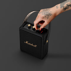 Marshall Stockwell II Portable Bluetooth Speaker – Wireless Stereo, Multi-Directional Sound, 20+ Hour Battery, Quick Charge (USB-C), IPX4 Water-Resistant, Multi-Host Pairing