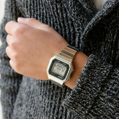 CASIO B650WD-1ADF Digital Vintage Watch – Retro 1980s Style, Stainless Steel Band, Water-Resistant, Multifunctional Features
