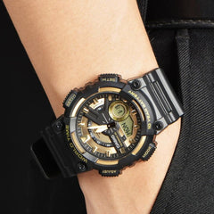 CASIO AEQ-110BW-9AVDF Analog-Digital Combination Watch – Dual Time Display, Water-Resistant, Durable Resin Band