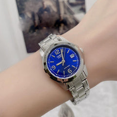 CASIO LTP-1215A-2ADF Women’s Analog Watch – Blue Dial, Stainless Steel, Date Display, 30m Water Resistance