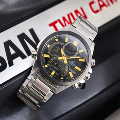 CASIO EDIFICE ECB-30DB-1A9DF Men’s Analog-Digital Watch – Bluetooth Smartphone Link, Black/Gold Dial, Stainless Steel Bracelet, World Time, Stopwatch, 100M Water Resistant