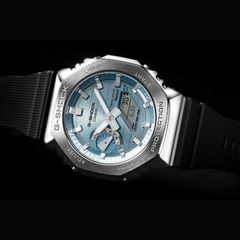 Casio G-SHOCK GBM-2100A-1A2DR Men’s Analog-Digital Metal Covered Ice Blue Dial Watch, Bluetooth, Tough Solar, 200M Water Resistant