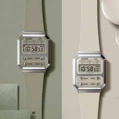 CASIO A100WEF-3A Vintage Digital Watch – Unisex Green Resin Retro LED Chronograph with Stainless Steel Band & Quartz Movement