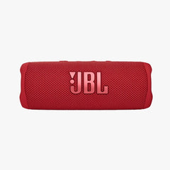Red JBL portable speaker on a white background