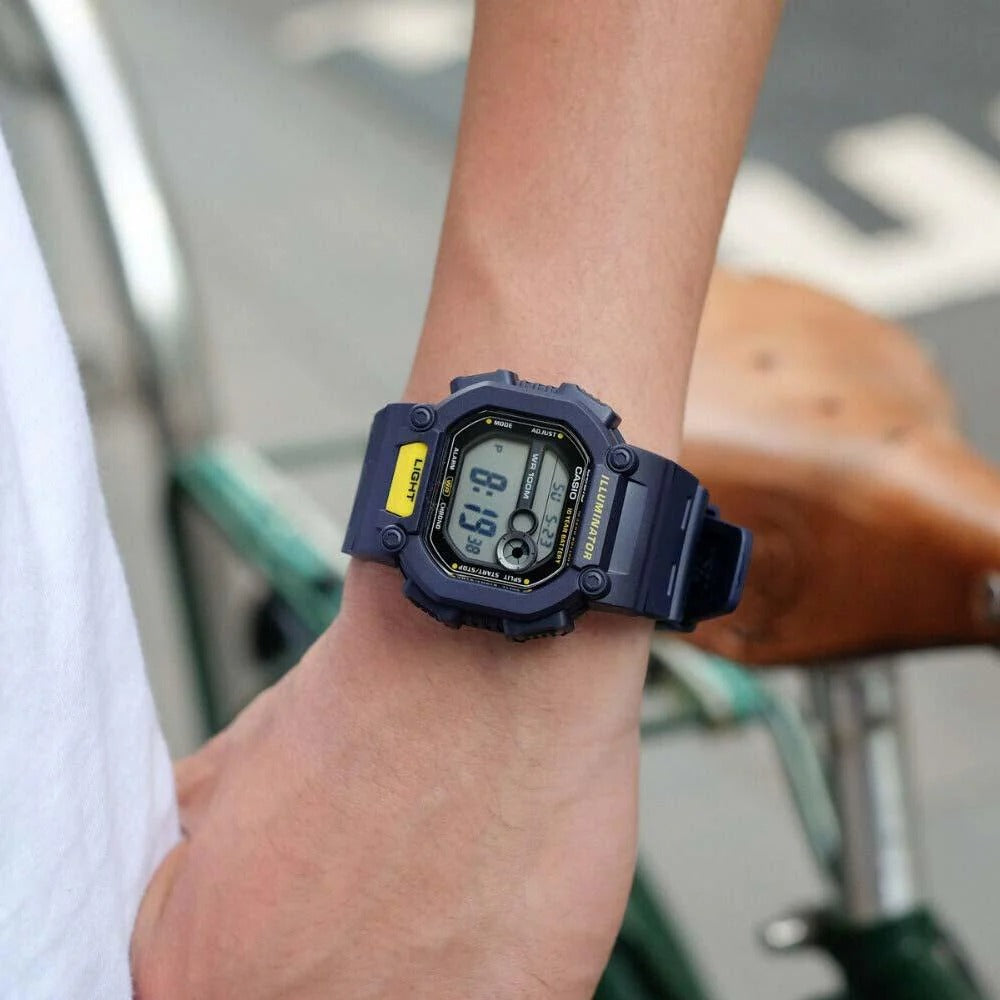 CASIO W-737H-2AVDF Men’s Sports Digital Watch – Blue/Black Resin, 100M Water Resistant, High-Brightness LED, Stopwatch, Countdown Timer, Dual Time, 3 Alarms, Quartz - THE HAPPY BUY