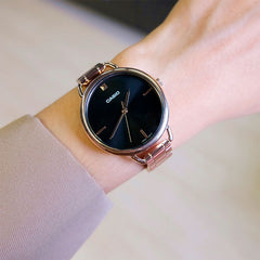 CASIO LTP-E415PG-1CDF Women’s Analog Watch – Rose-Gold Tone Stainless Steel, Black Dial, Quartz Accuracy, Water Resistant