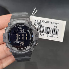 CASIO AE-1500WH-8BV Men’s Digital Watch – Jumbo Display, 10-Year Battery, 100M Water Resistant, LED Light, 5 Alarms, Stopwatch & Timer