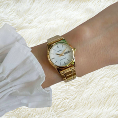 CASIO LTP-V006G-7BUDF Women's Gold Stainless Steel Analog Watch – Classic Roman Dial, Date Display, Elegant Design