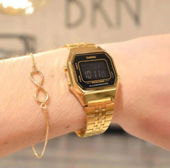 CASIO LA680WGA-9BDF Vintage Digital Watch – Gold-Tone Stainless Steel, Retro Design with Multi-Function Features
