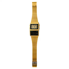 CASIO DBC-611G-1DF Data Bank Digital Watch – Gold Stainless Steel, Calculator, Dual Time, 25-Page Memory, LED, Retro Style