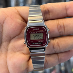 CASIO LA670WA-4DF Vintage Digital Watch – Coral Pink Resin Case with Gold-Tone Accents, Retro Design & Multi-Function Features
