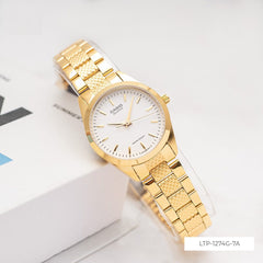 CASIO LTP-1274G-7ADF Women's Analog Watch – Elegant Gold-Tone Stainless Steel with White Dial, Timeless & Classic Timepiece