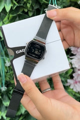 CASIO A168WEMB-1BDF Vintage Unisex Digital Watch – Black Mesh Stainless Steel, EL Backlight, Alarm, Stopwatch, Water Resistant