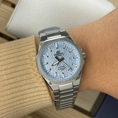 CASIO Edifice EFR-S108DE-2AVUDF Men’s 3-Hand Analog Watch – Slim Stainless Steel, Sapphire Crystal, Blue Dial, 100m Water Resistant, Quartz