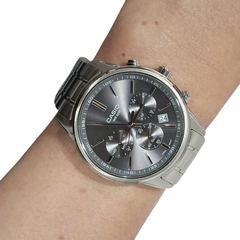 CASIO MTP‑E515D‑8AVDF Men’s Chronograph Watch – Grey Dial Stainless Steel, 50 m Water Resistance, Quartz