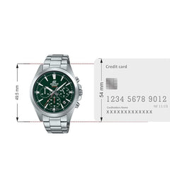CASIO EDIFICE EFV-630D-3AVUDF Men’s Chronograph Watch – Green Sunray Dial, Stainless Steel Bracelet, Quartz, Date, Mineral Glass, 100M Water Resistant