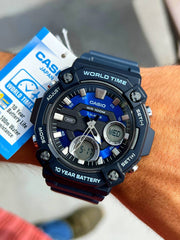 CASIO AEQ-120W-2AVDF Analog-Digital Combination Watch – Durable Resin Band, Dual Time Display, Water-Resistant
