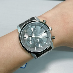 CASIO MTP‑E510D‑8AVDF Men’s Chronograph Watch – Grey Dial Stainless Steel, 50 m Water‑Resistant & Quartz