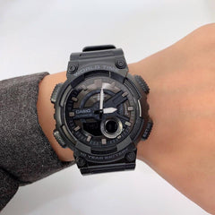 CASIO AEQ-110W-1BVDF Analog-Digital Men’s Watch – World Time, 10-Year Battery, Resin Band, LED Light, Stopwatch, Water Resistant Sports Design