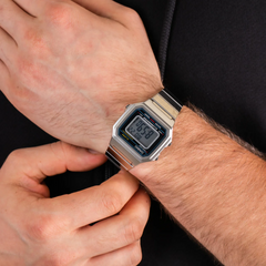 CASIO B650WD-1ADF Digital Vintage Watch – Retro 1980s Style, Stainless Steel Band, Water-Resistant, Multifunctional Features