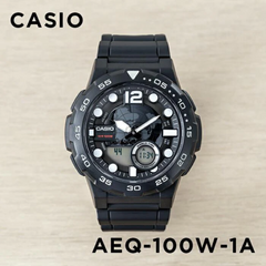 CASIO AEQ-100W-1AVDF Analog-Digital Watch – Resin Band, World Time, 10-Year Battery, 100M Water Resistant, Sport Design