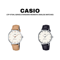 CASIO LTP-VT04L Women’s Analog Watch – Minimalist Slim Design, Genuine Leather Strap, Quartz Movement, Water Resistant