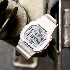Casio G-SHOCK DW-5600MW-7DR Digital Watch for Men | Shock Resistant | 200M Water Resistant | LED Backlight | Multi-Function Alarm | White Resin Strap