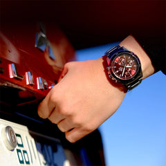 CASIO EDIFICE EFR-526D-5CVUDF Chronograph Watch for Men with Stainless Steel Band and Red Brown Dial Silver