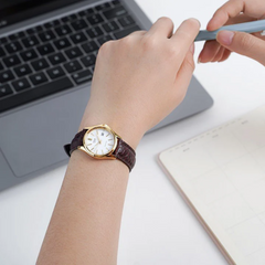 CASIO LTP-1183Q-7ADF Women’s Analog Watch – Genuine Leather Band, Classic White Dial, Quartz Movement, Water Resistant