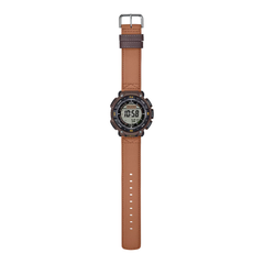 CASIO PROTREK PRG-340L-5DR Solar Powered Men’s Watch, Triple Sensor, 200M Water Resistant, Brown Leather Strap