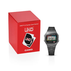 CASIO A168WEUC-1ADR Vintage Digital Watch – Men's Classic Black Stainless Steel Retro LED Alarm Chronograph Quartz Timepiece