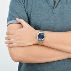 CASIO MTP-1183A-2ADF Men’s Analog Watch – Blue Dial, Stainless Steel Bracelet, Date Display & Water Resistant